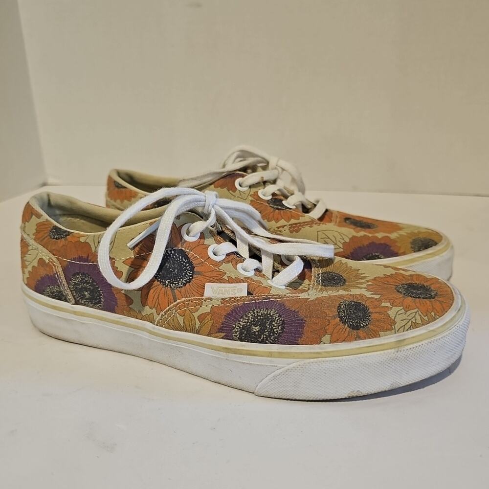 Women's Sz 7.5 Vans Off The Wall Sunflower Floral Cute Classic Low Shoes 721356